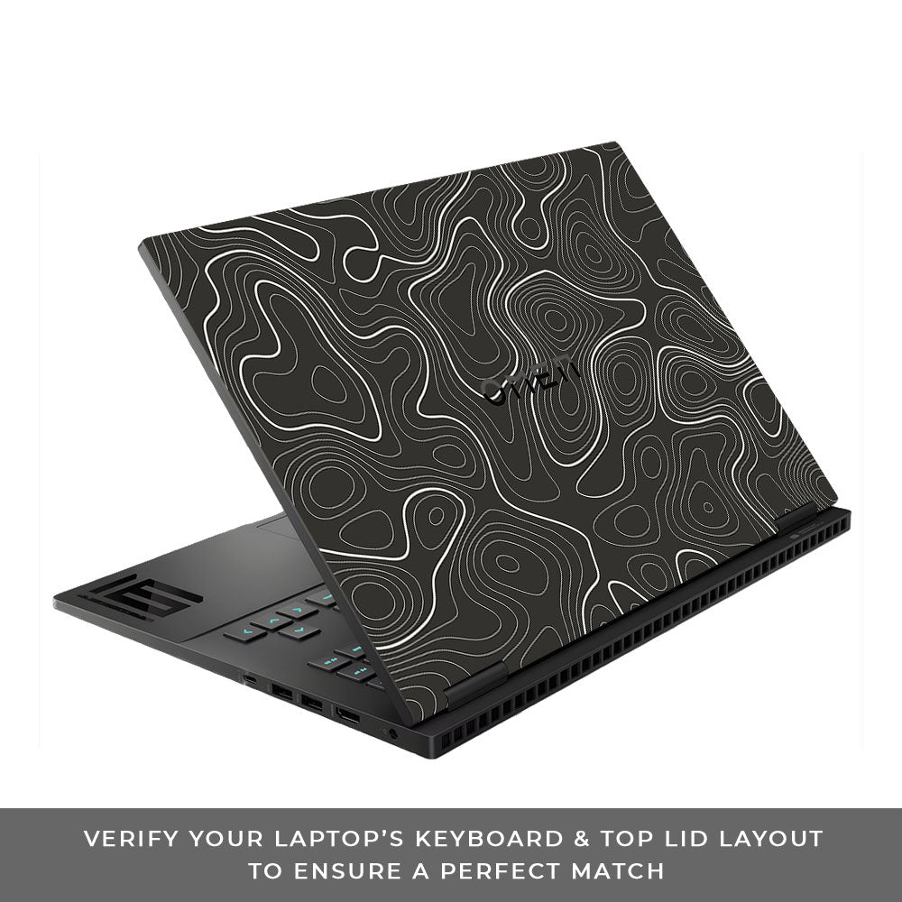 Grayscale Topographic Lines HP Omen Gaming 16 Laptop Skin