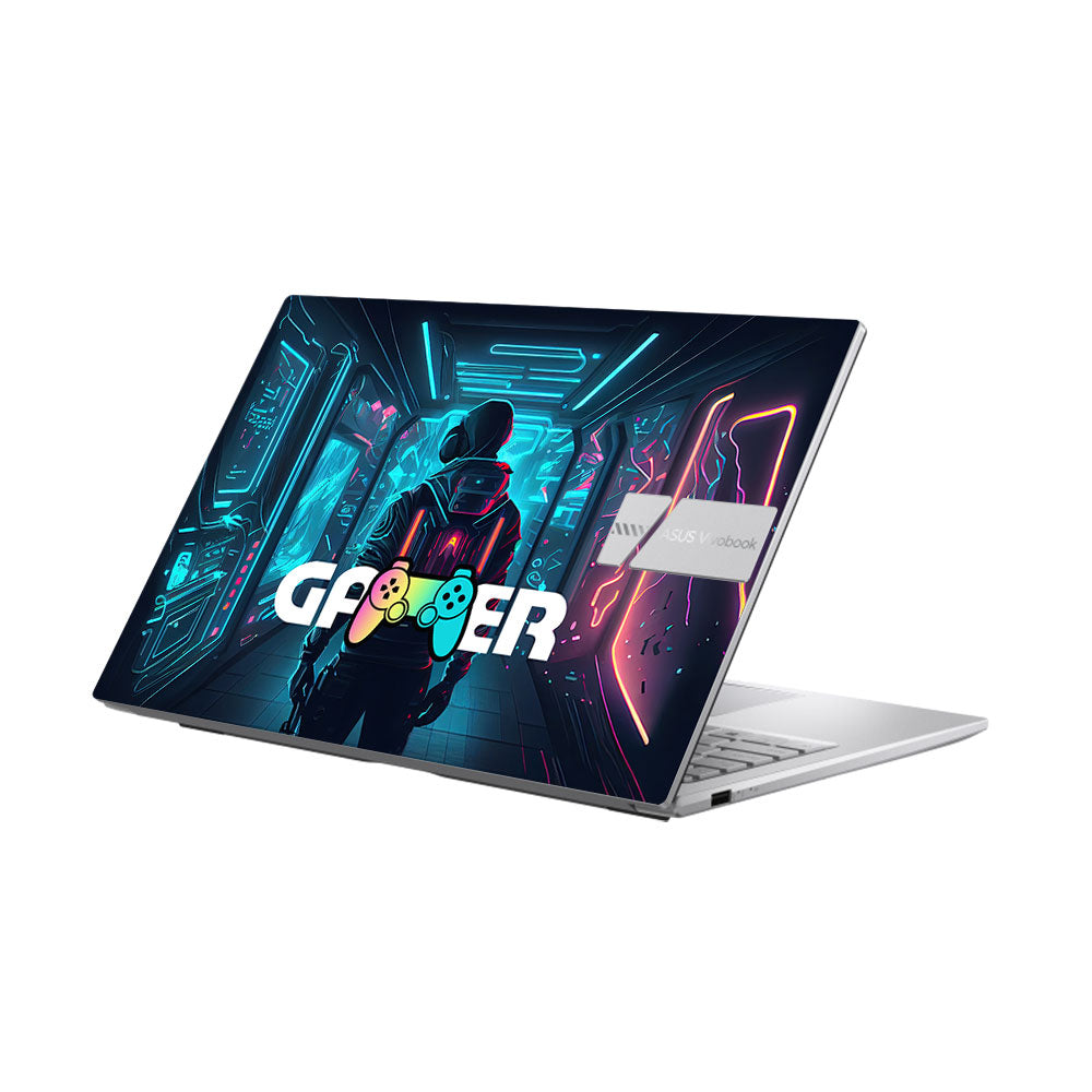 Gamer in Glowing Background Gaming Asus Vivobook 15 X1504ZA Laptop Skin