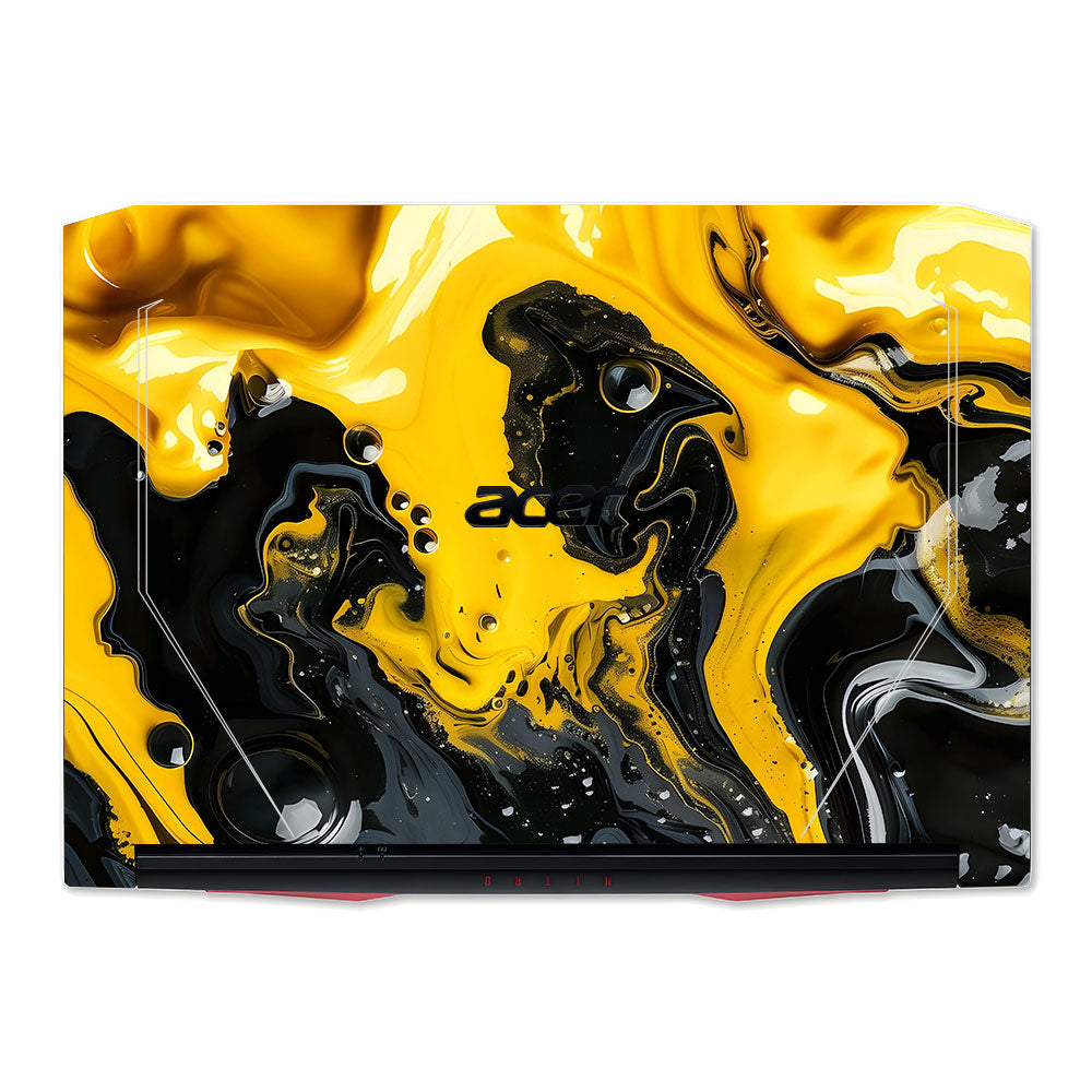 Yellow and Black Paint Swirls Acer Nitro 5 AN515 44, 56 Laptop Skin