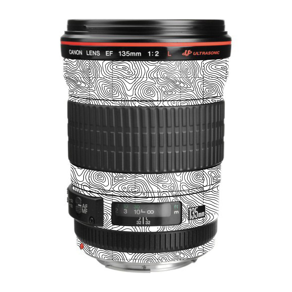 Textured Topo Flow Canon EF 135mm F/2L USM Camera Lens Skin