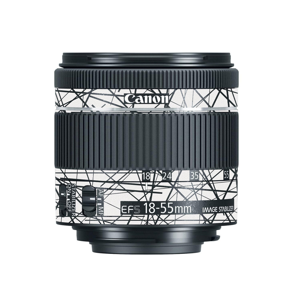 Textured White Chaos Line Canon EF-S 18-55mm F/4-5.6 IS STM Camera Lens Skin