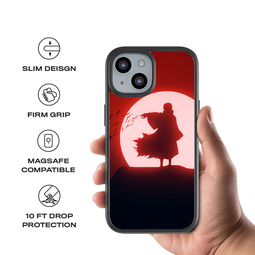 Itachi Uchiha Under Red Moon 3D Skin with Shockguard Armour Magsafe Case for Apple iPhone 15