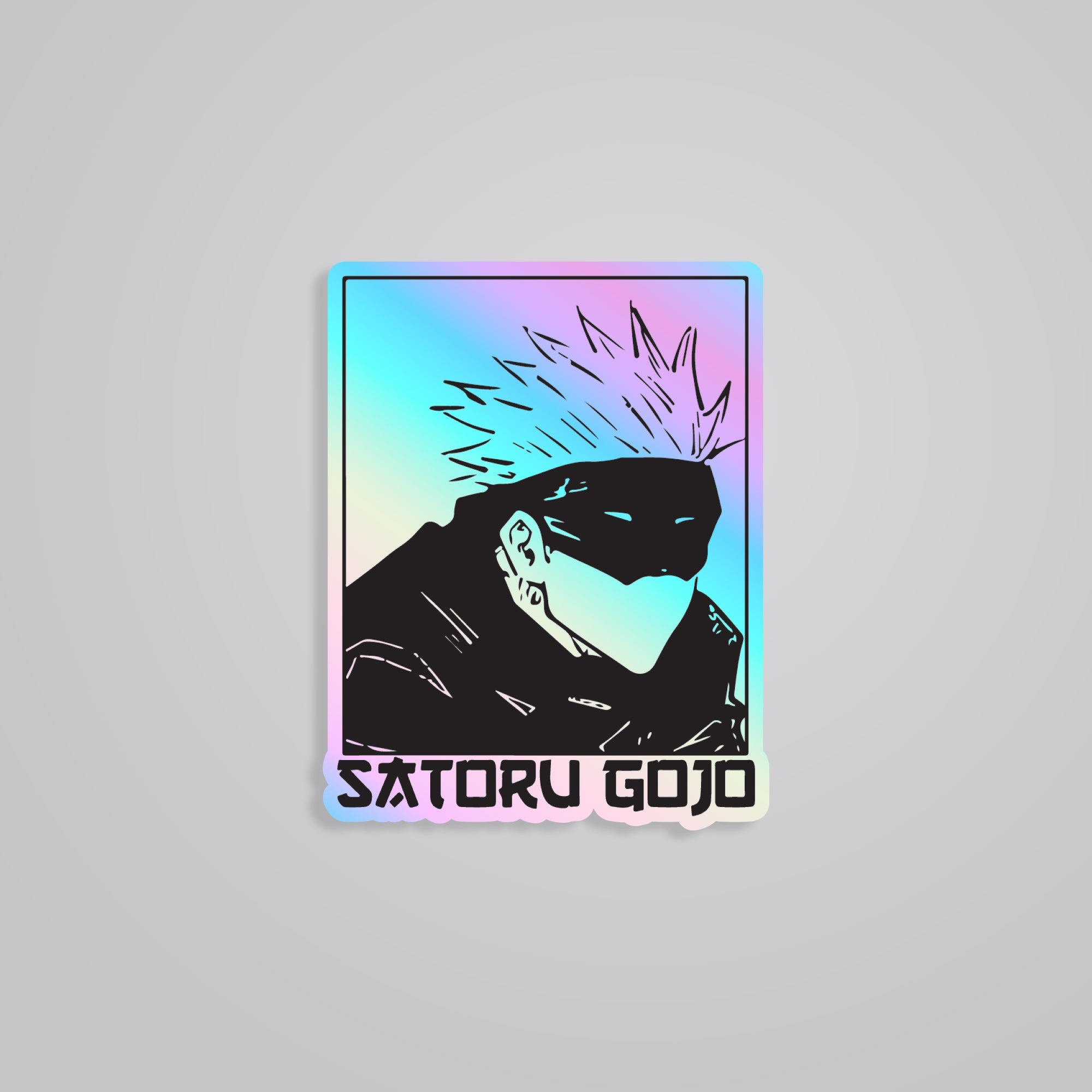 Fomo Store Holographic Stickers Anime Satoru Gojo Black & White