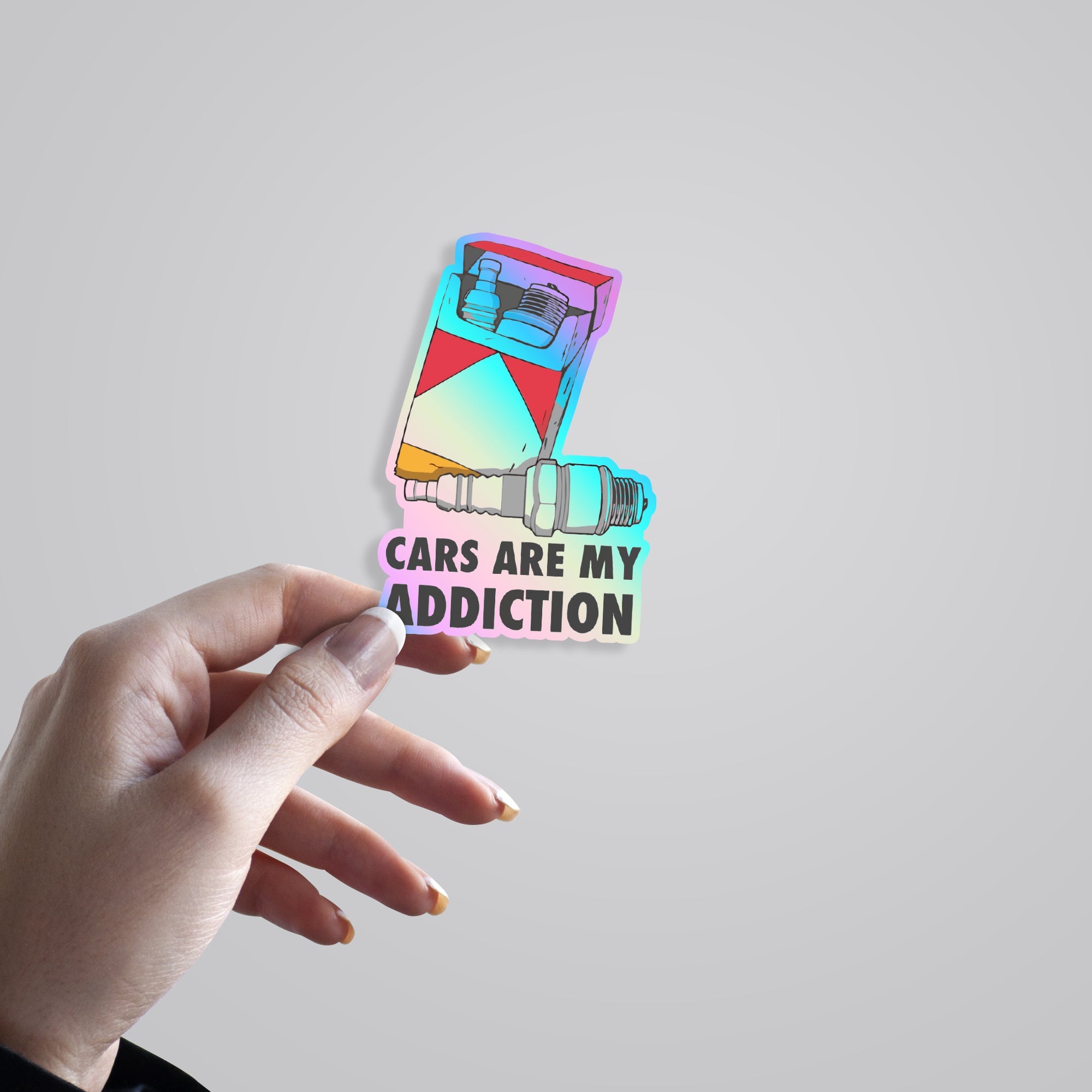 Cars Are My Addiction Holographic Stickers