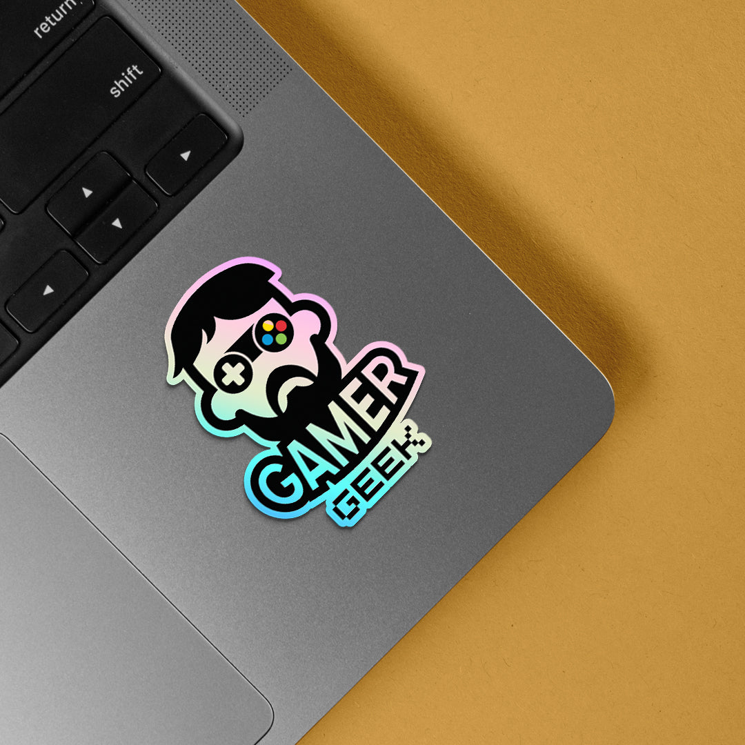 Gamer Geek Man Holographic Stickers