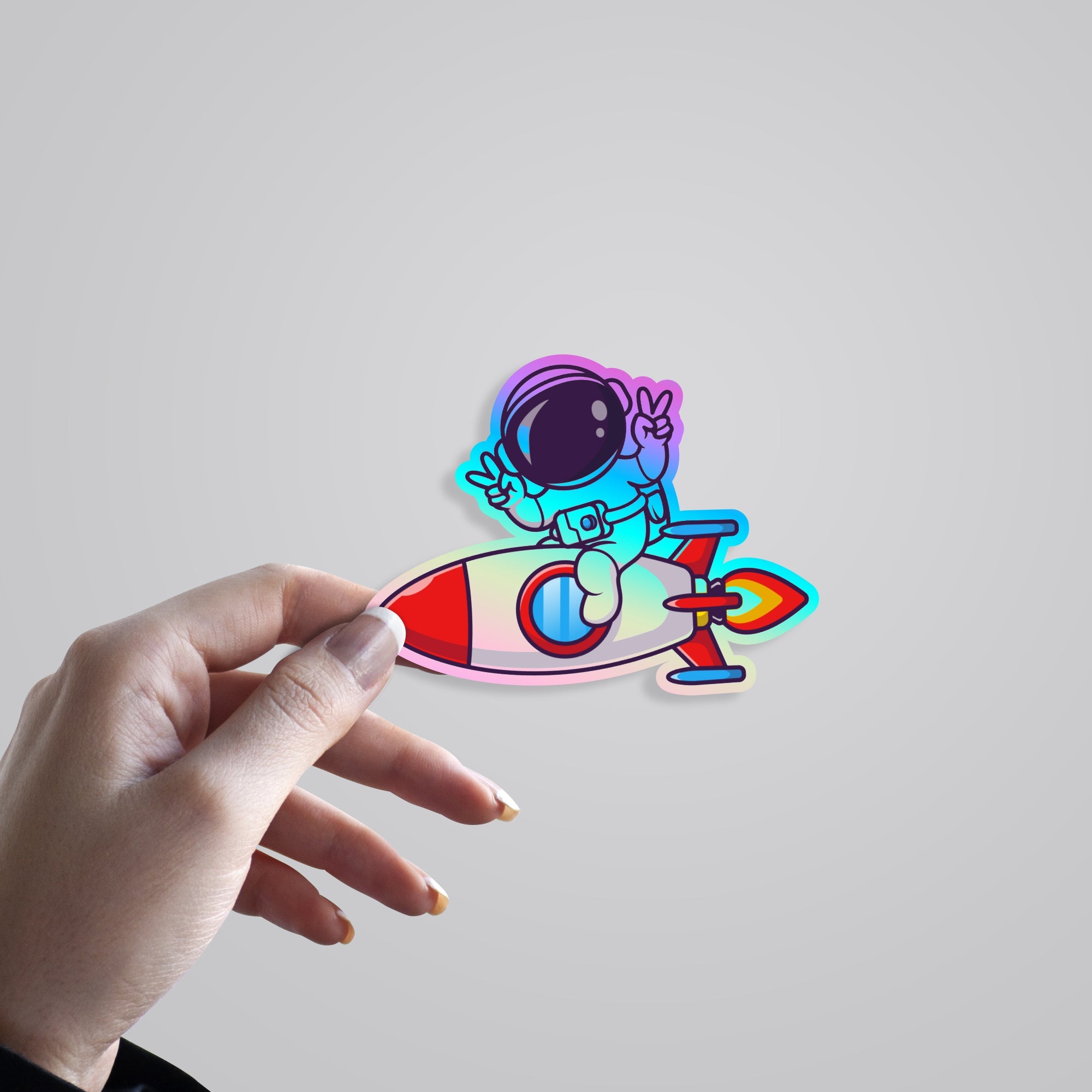 Rocket Ship Astronaut Holographic Stickers