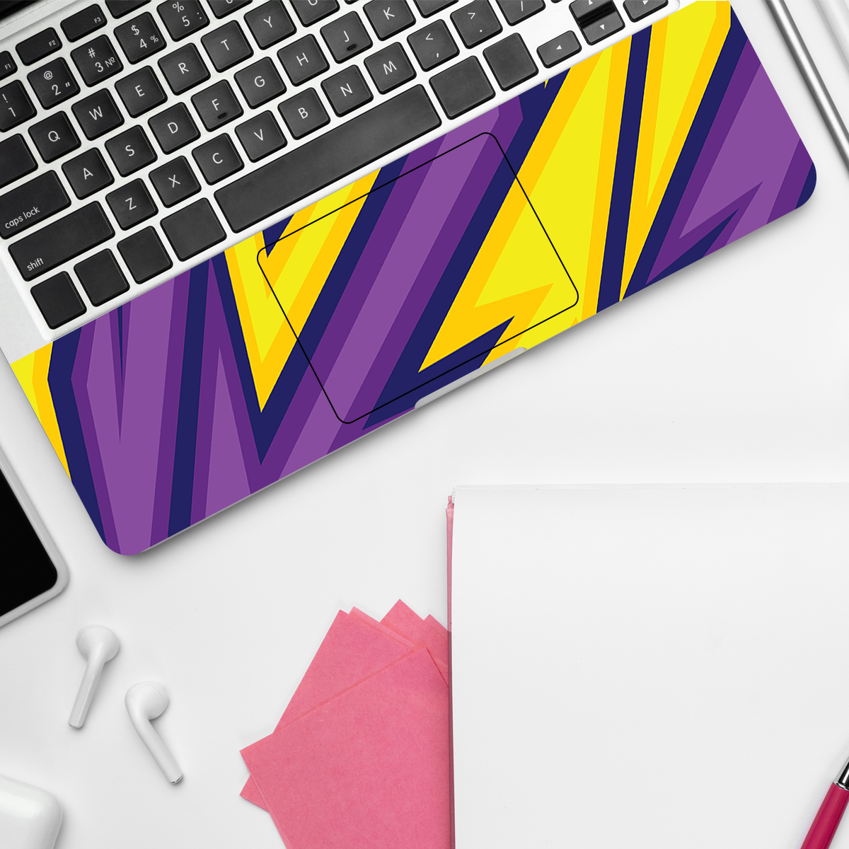 Yellow & Purple Racing Stripes Abstract Laptop Skin