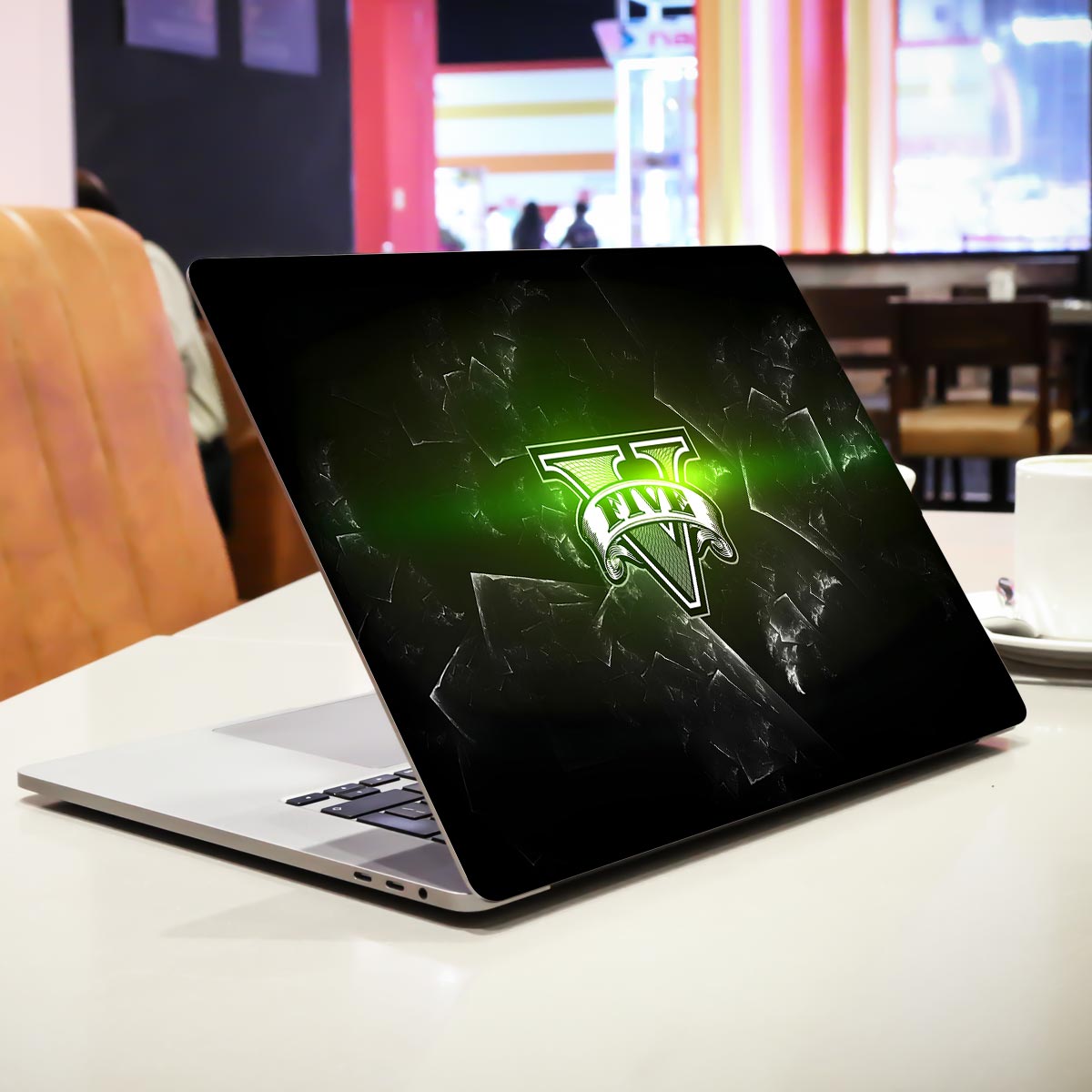 GTA 5 Logo in Luminous Green Gaming Laptop Skin