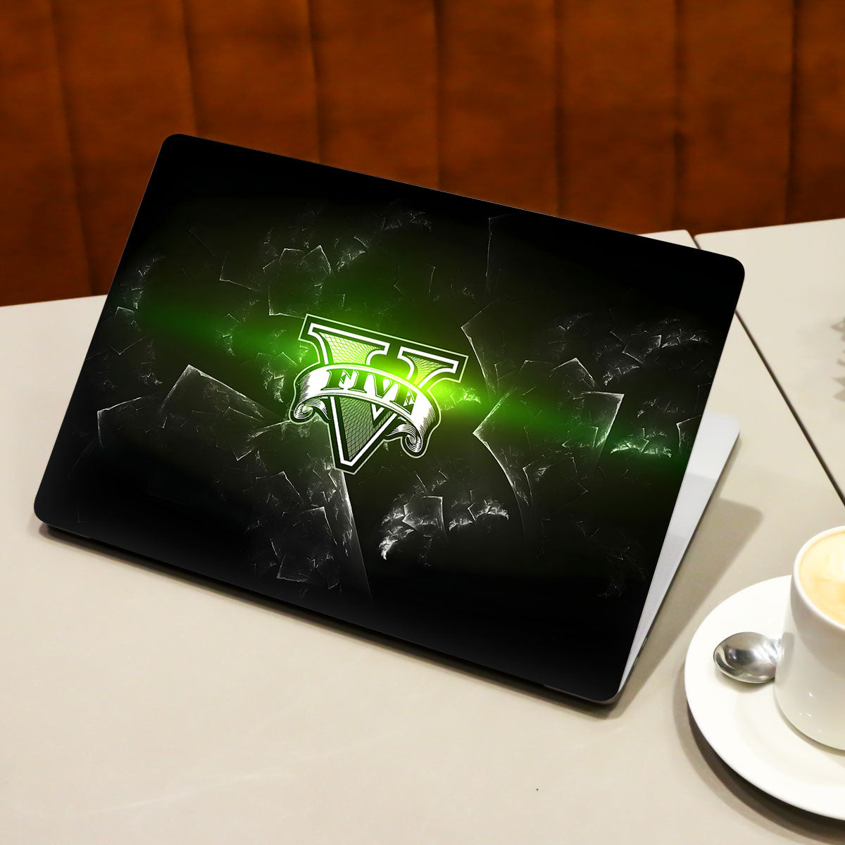 GTA 5 Logo in Luminous Green Gaming Laptop Skin