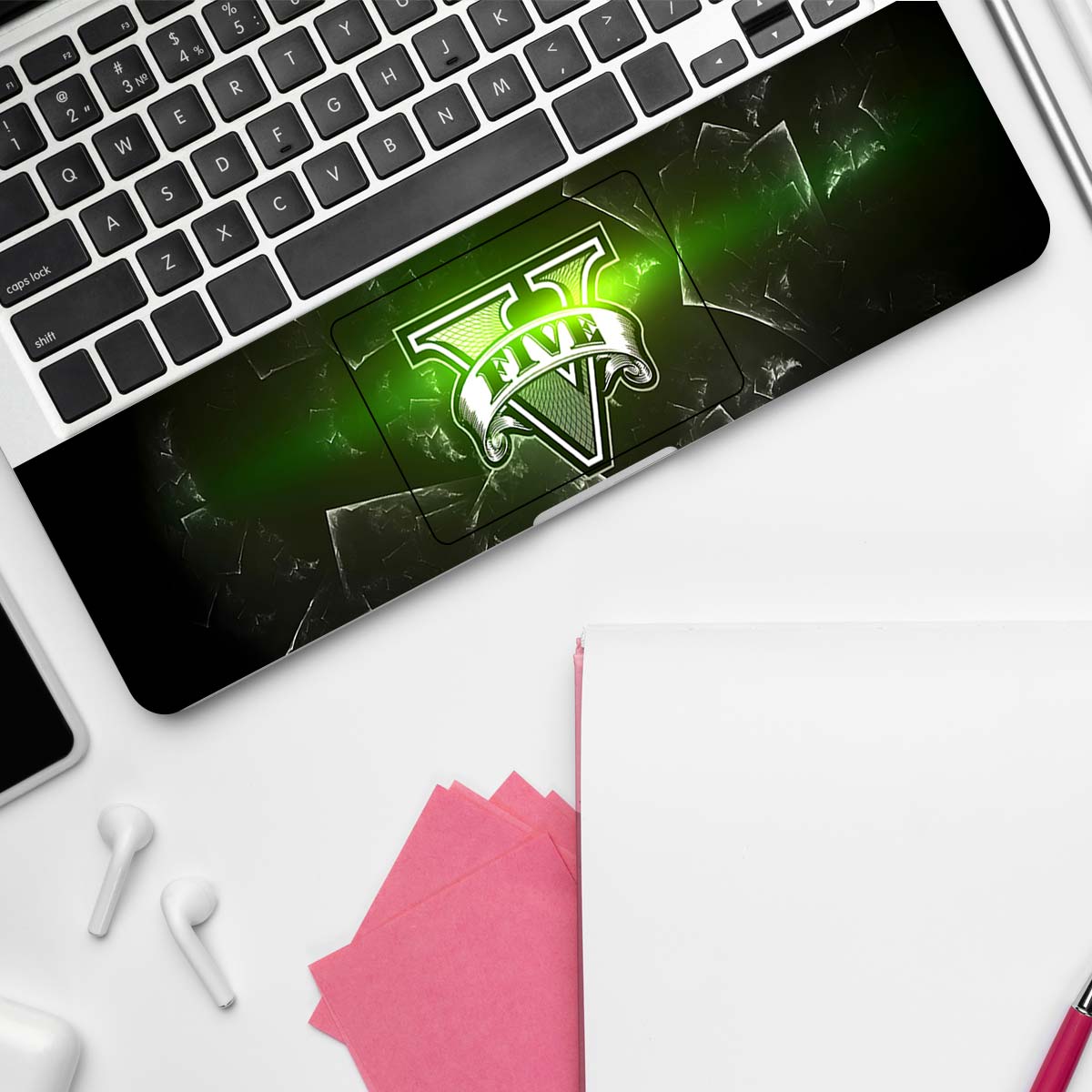 GTA 5 Logo in Luminous Green Gaming Laptop Skin