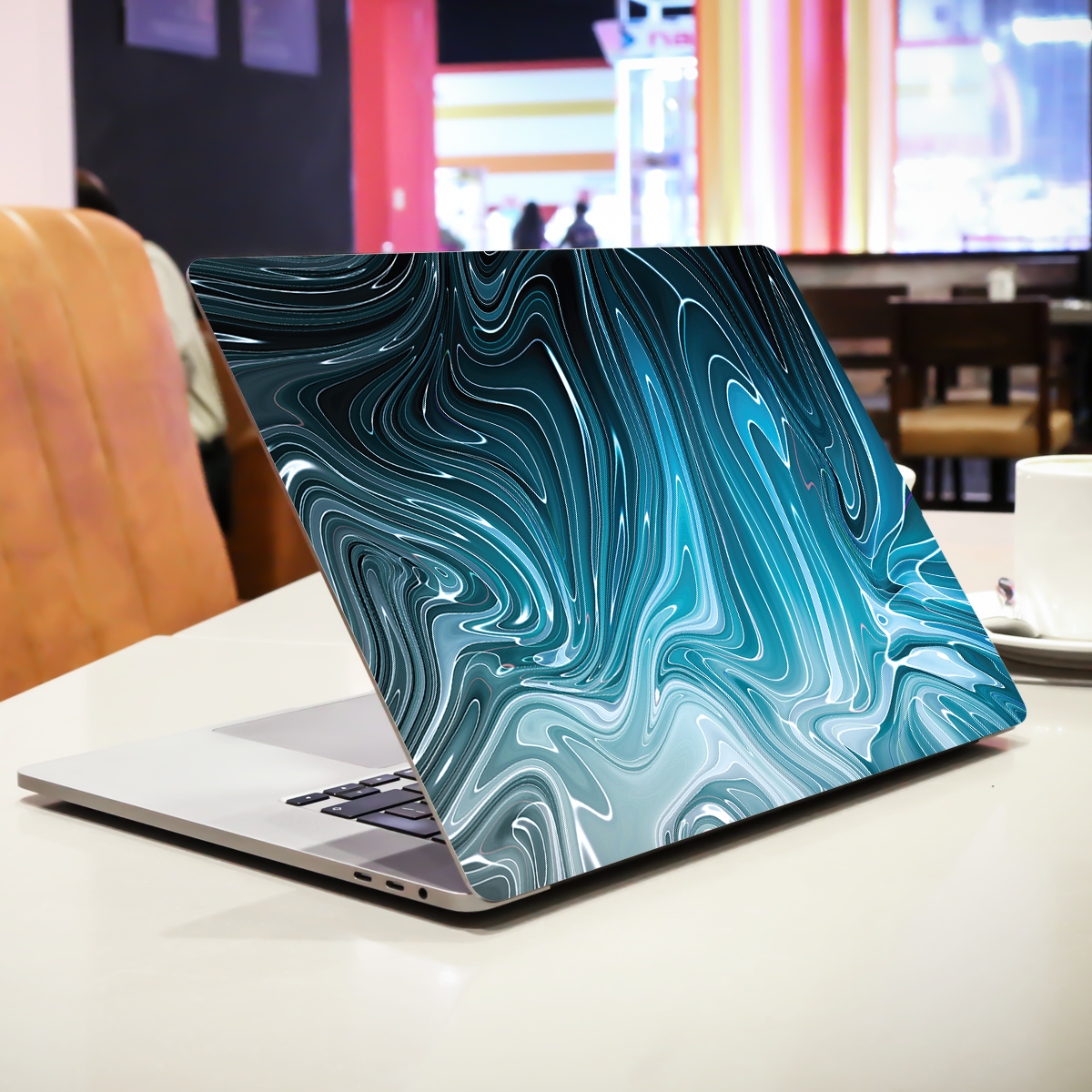 Cerulean Liquid Texture Marble Laptop Skin
