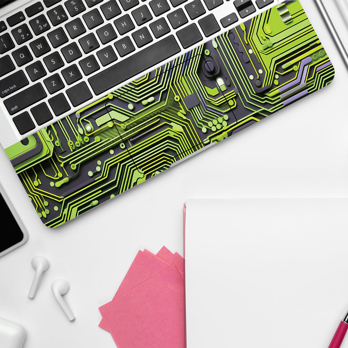 Lime Green Circuit Design Laptop Skin