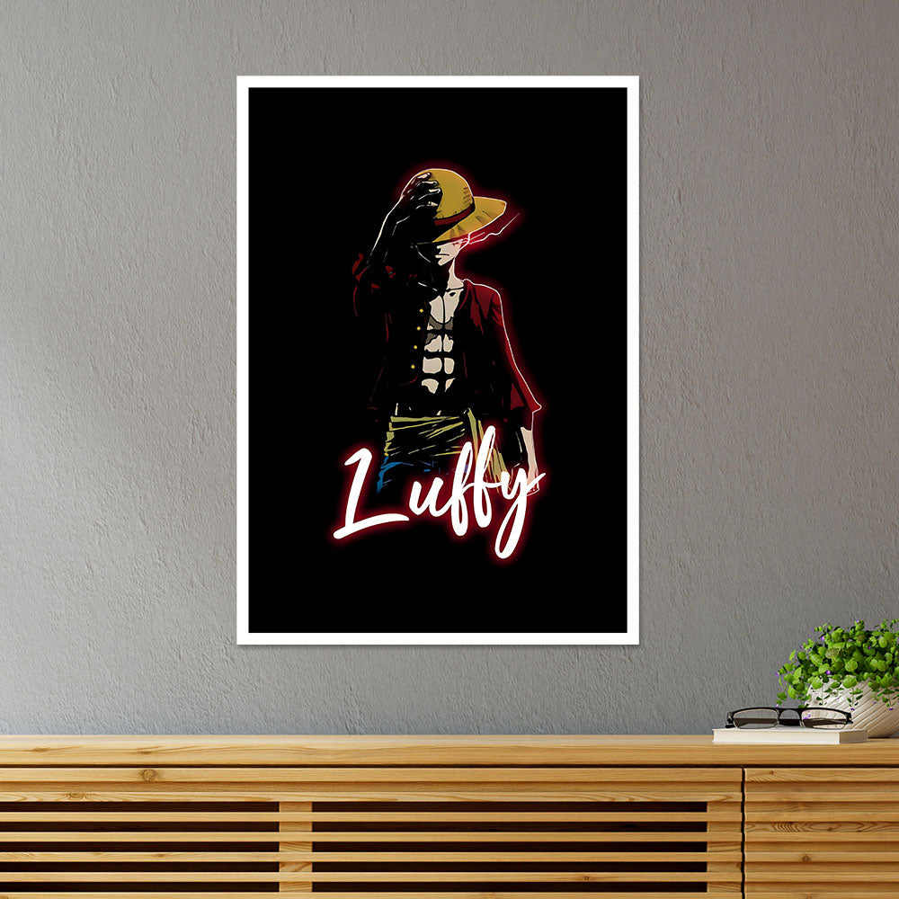 Luffy in Black Background Anime Poster