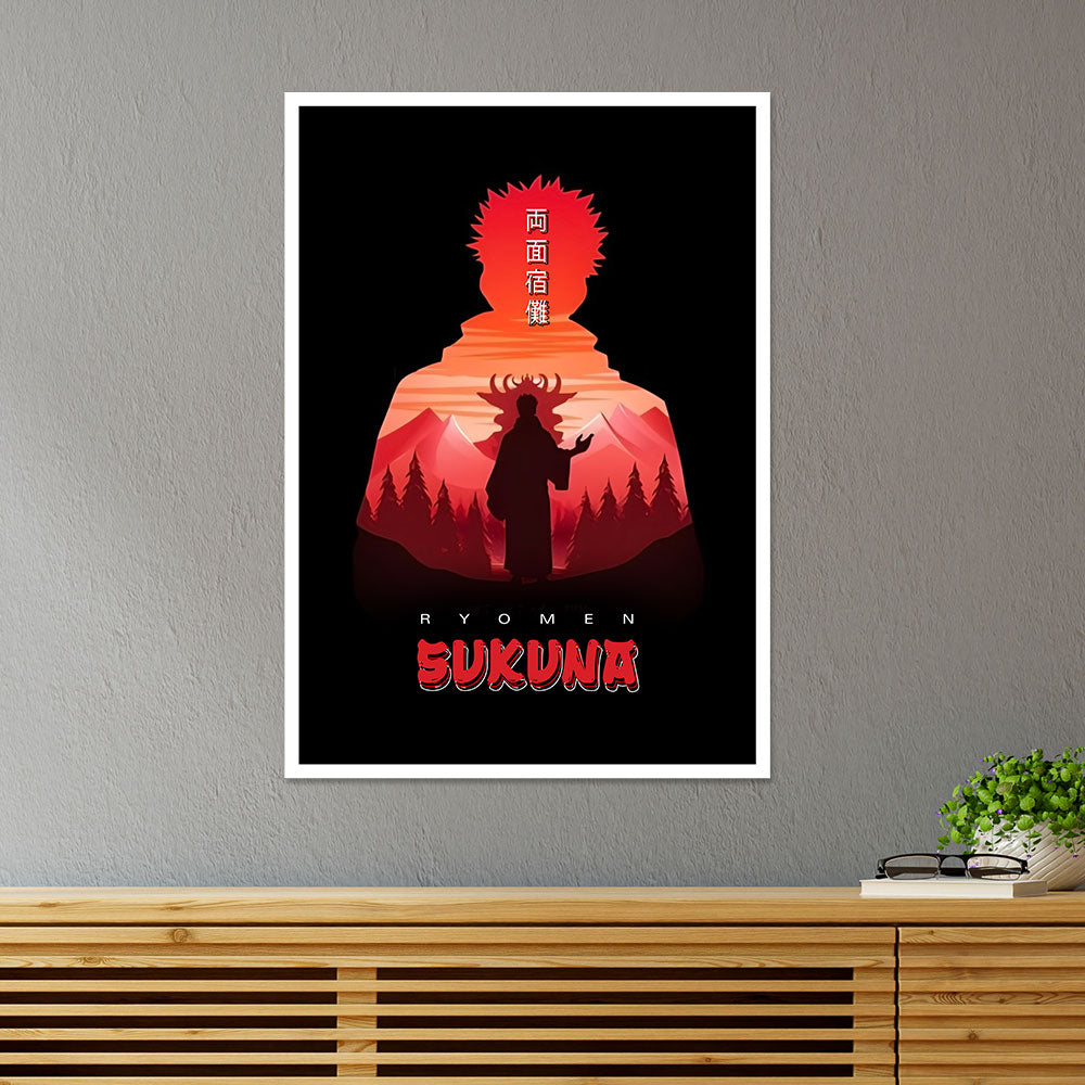 Ryomen Sukuna Silhouette Anime Poster