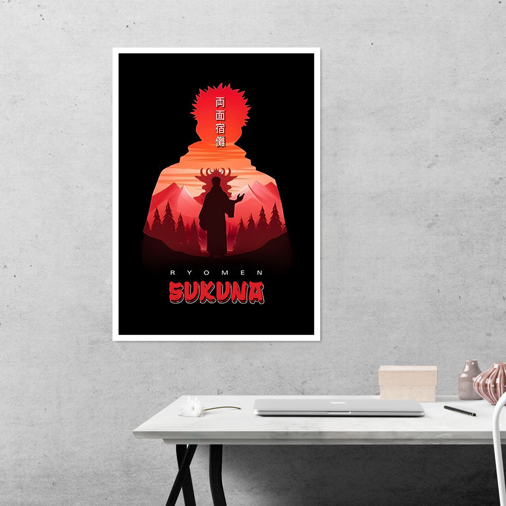Ryomen Sukuna Silhouette Anime Poster