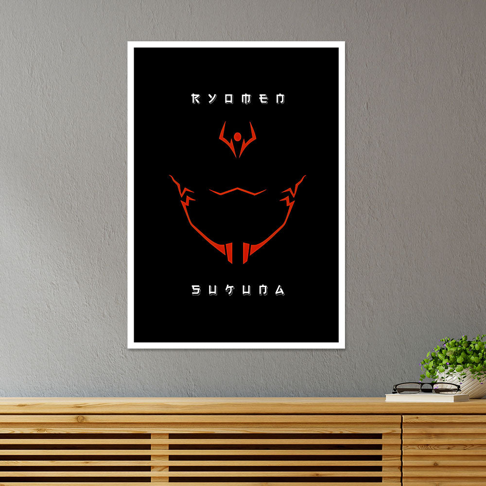 Sukuna's Curse Mark in Red Anime Poster