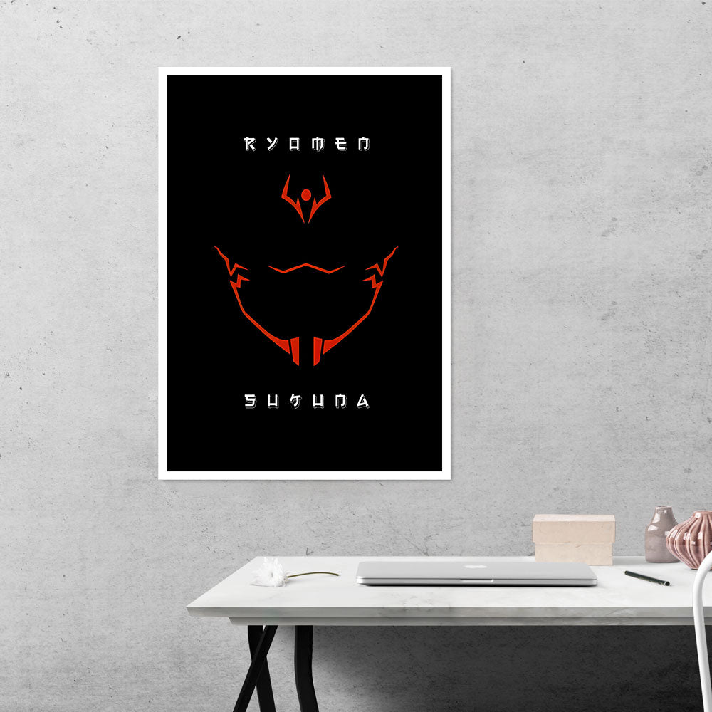 Sukuna's Curse Mark in Red Anime Poster