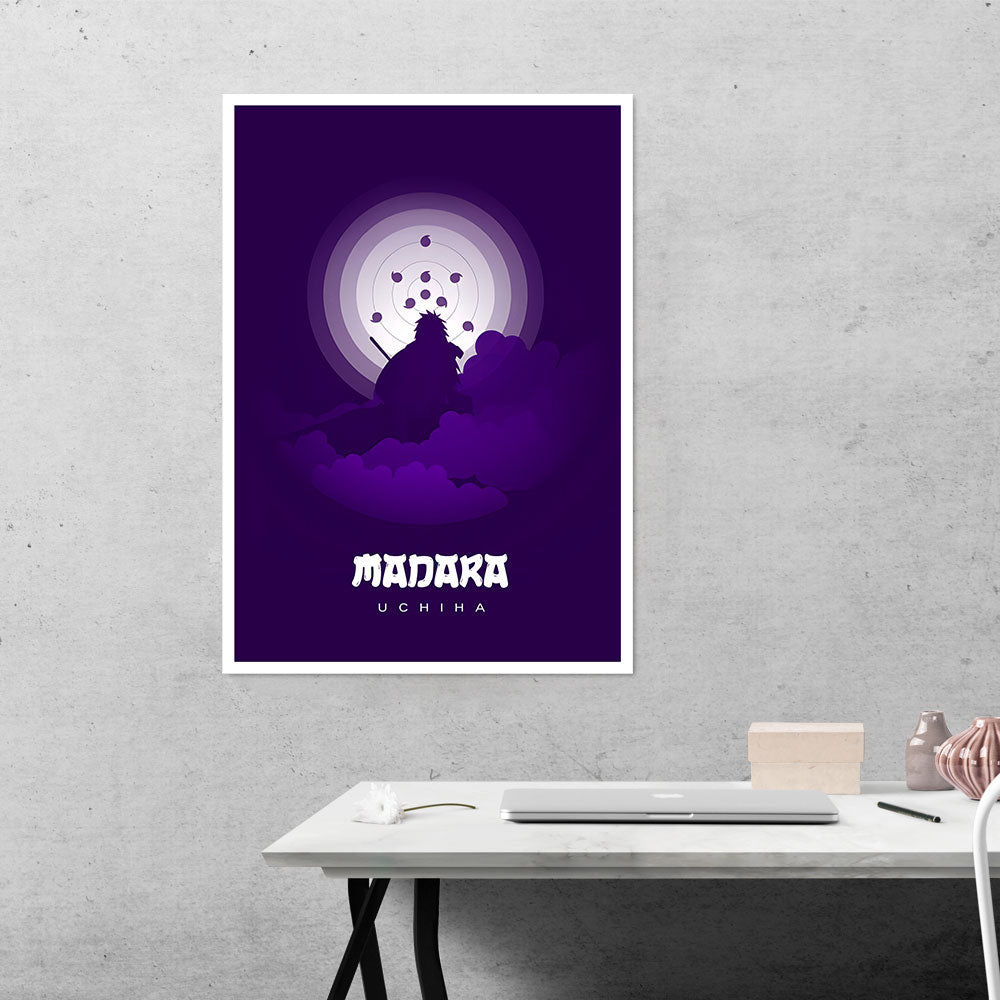 Uchiha Madara's Violet Silhouette Anime Poster