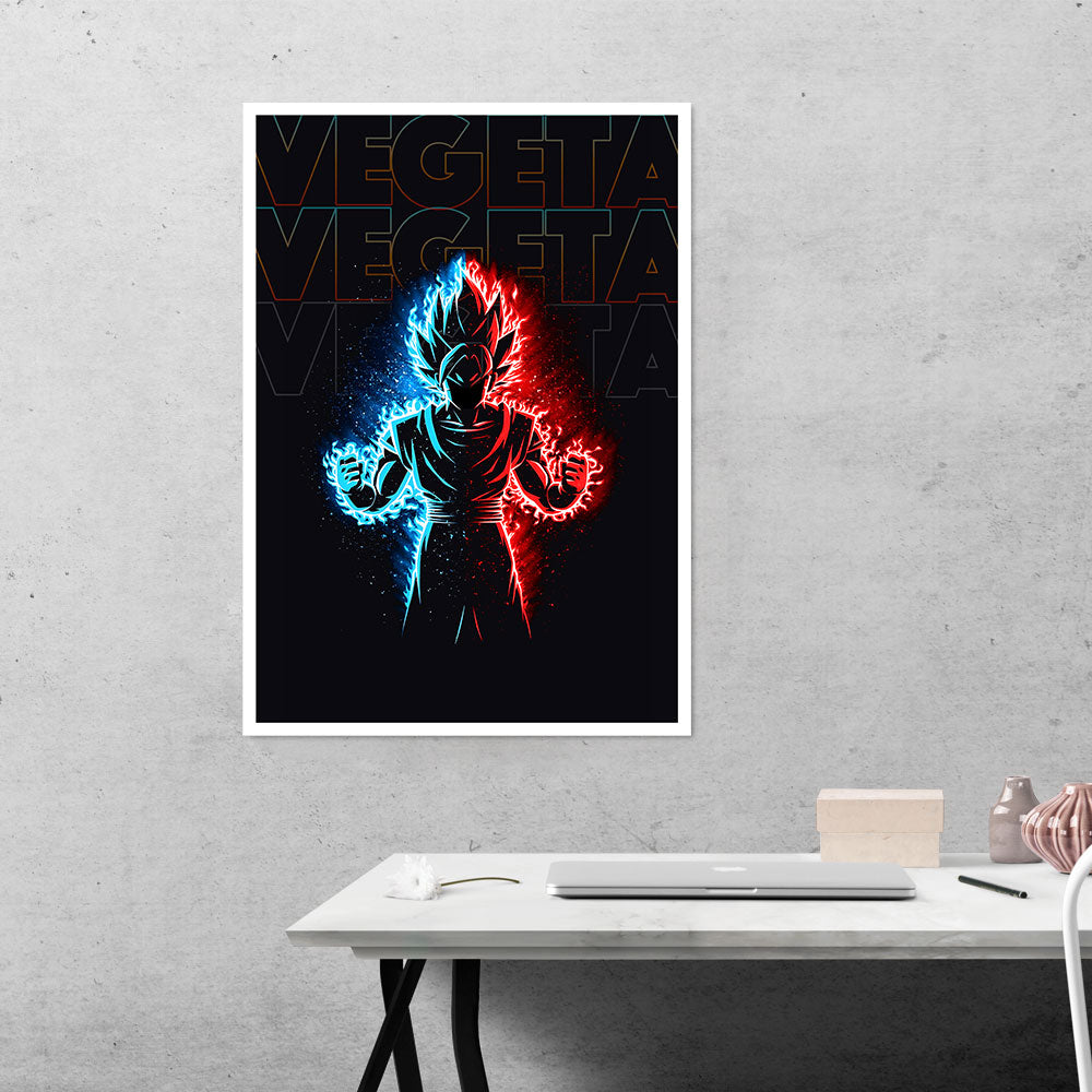 Vegeta in Dual Color DBZ Anime Poster
