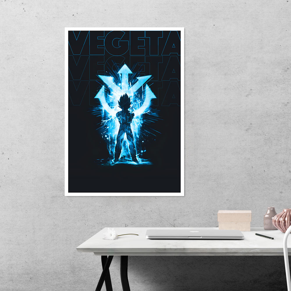 Vegeta in Electric Blue DBZ Anime Poster