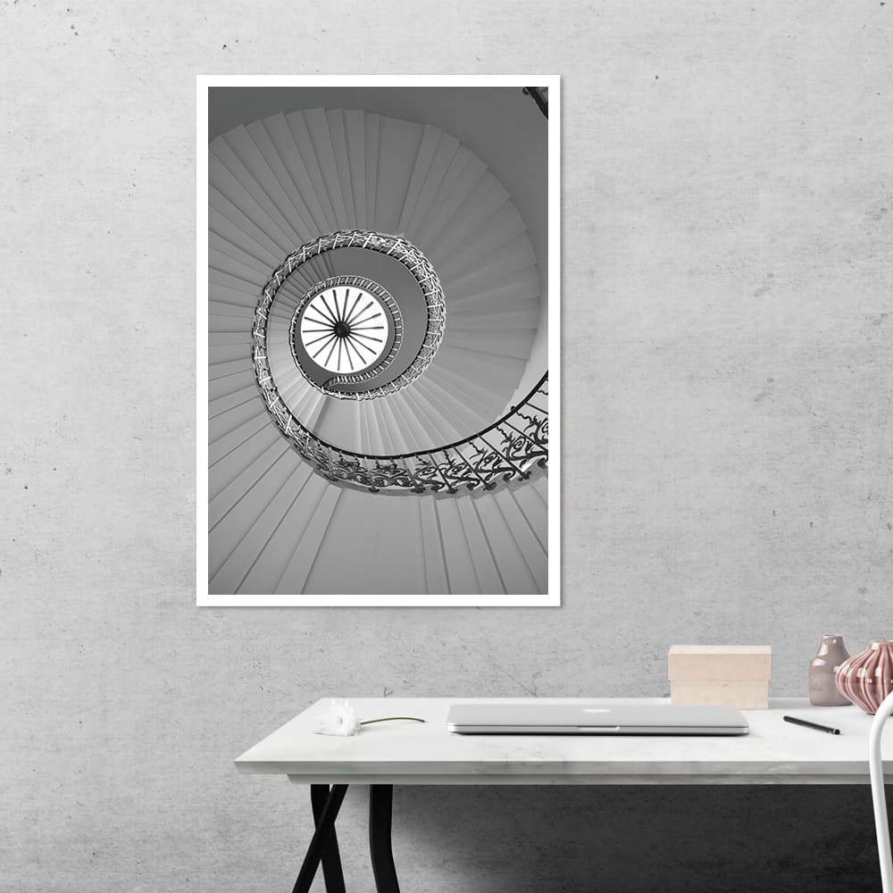 White Concrete Spiral Architecture Poster