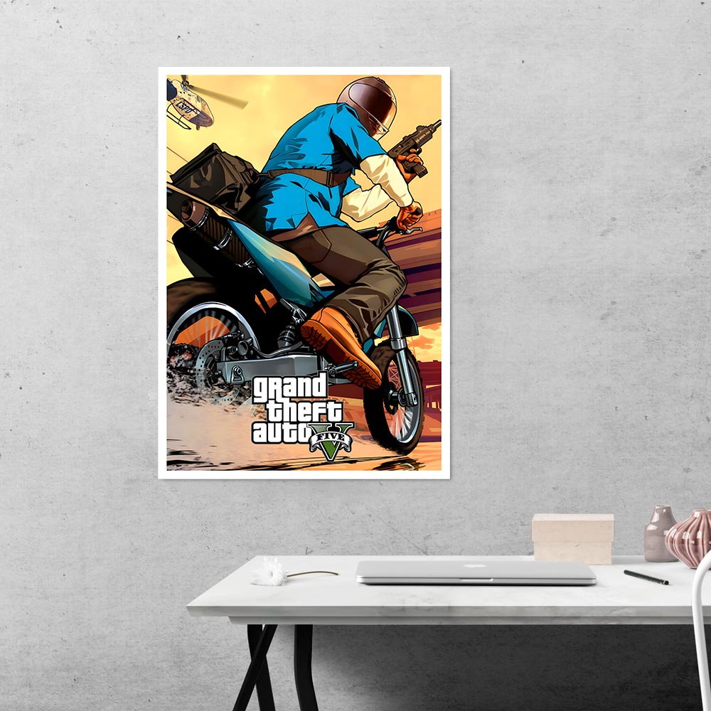 Biker in GTA 5 Gaming Poster