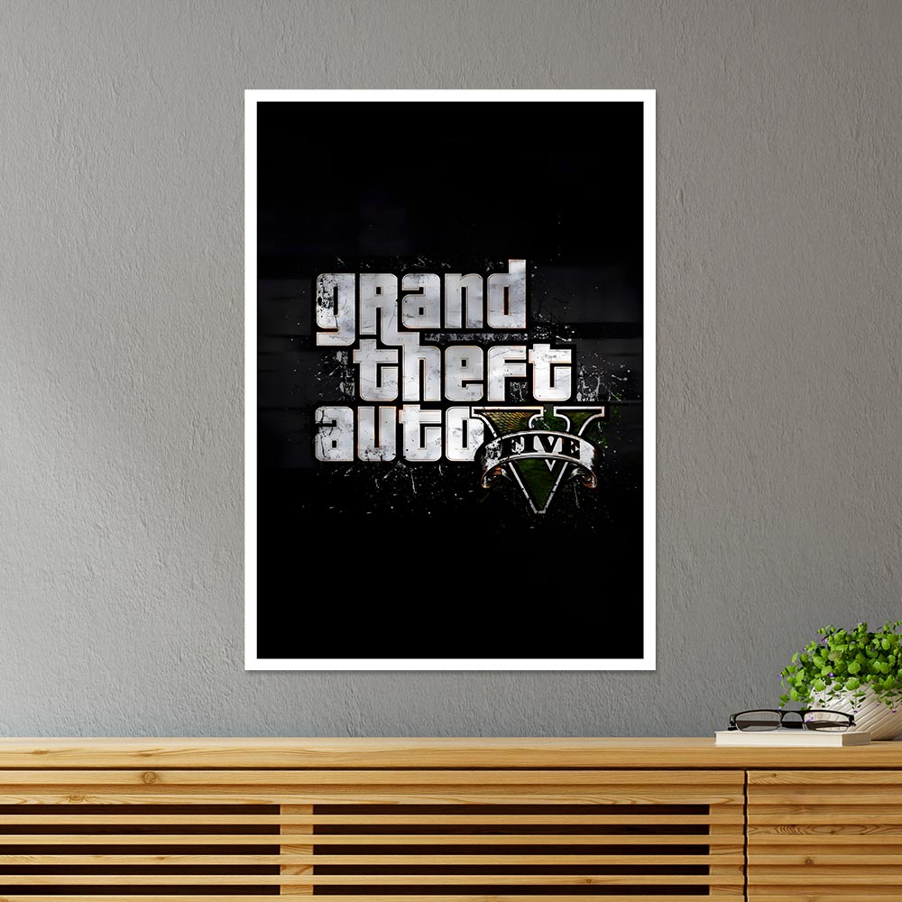 GTA 5 in Grunge Design Gaming Poster