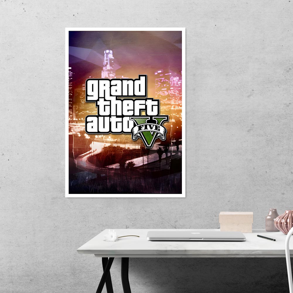 Grand Theft Auto 5 with City Lights Gaming Poster