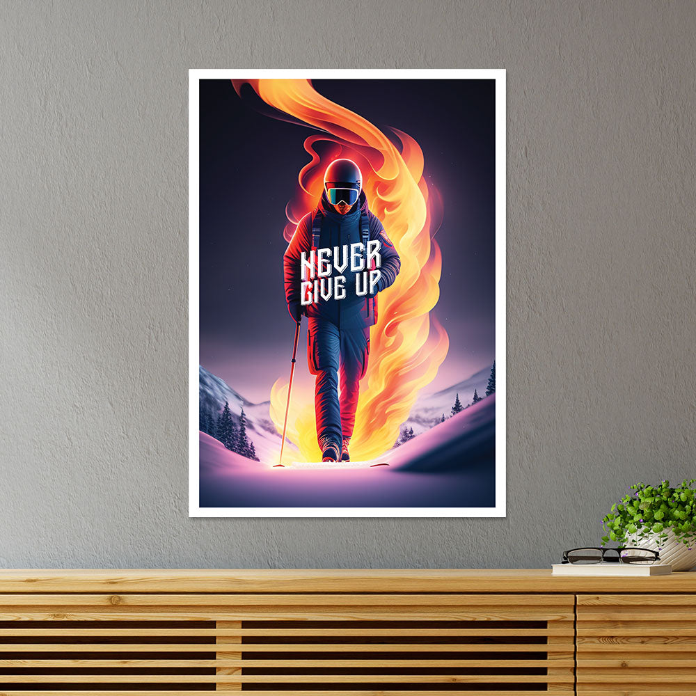 Never Give Up on Fire Motivational Poster