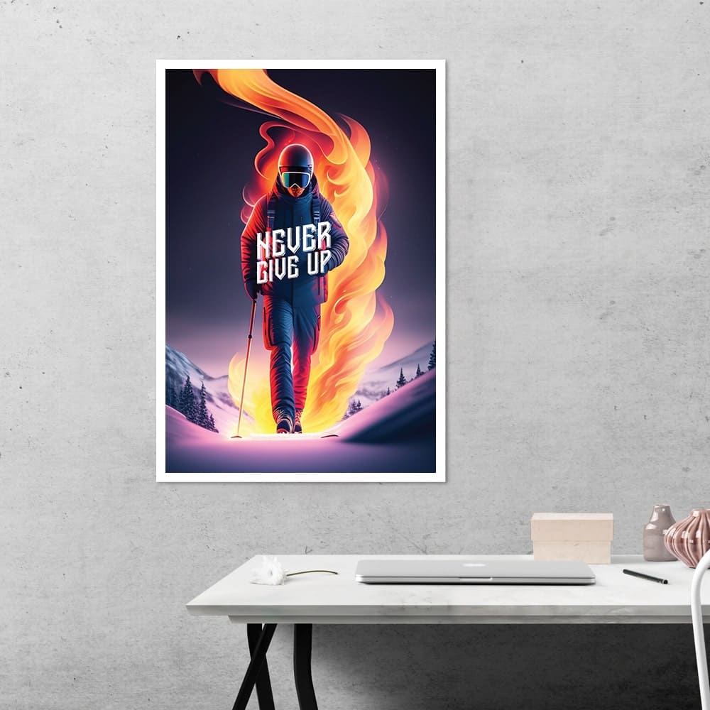 Never Give Up on Fire Motivational Poster