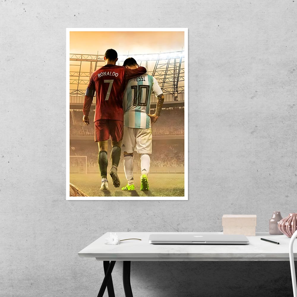 Legends of the Football Messi and Ronaldo Sports Poster