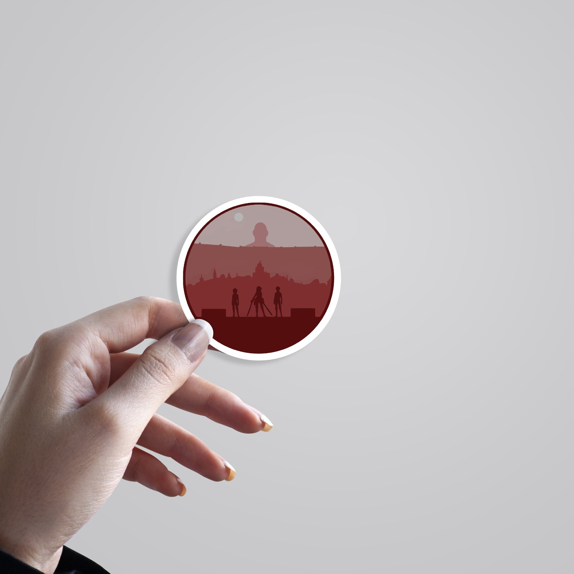 Attack on Titan in Red Anime Stickers