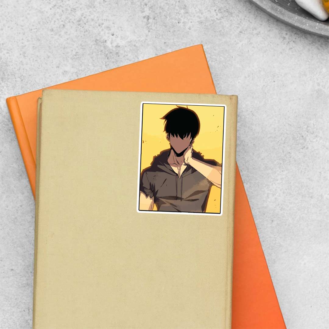 Jin Woo Minimalist in Yellow Anime Stickers