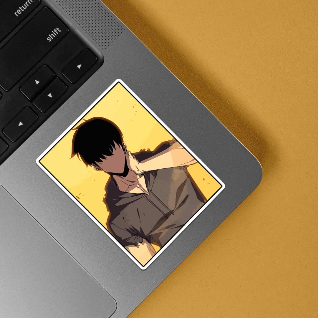 Jin Woo Minimalist in Yellow Anime Stickers