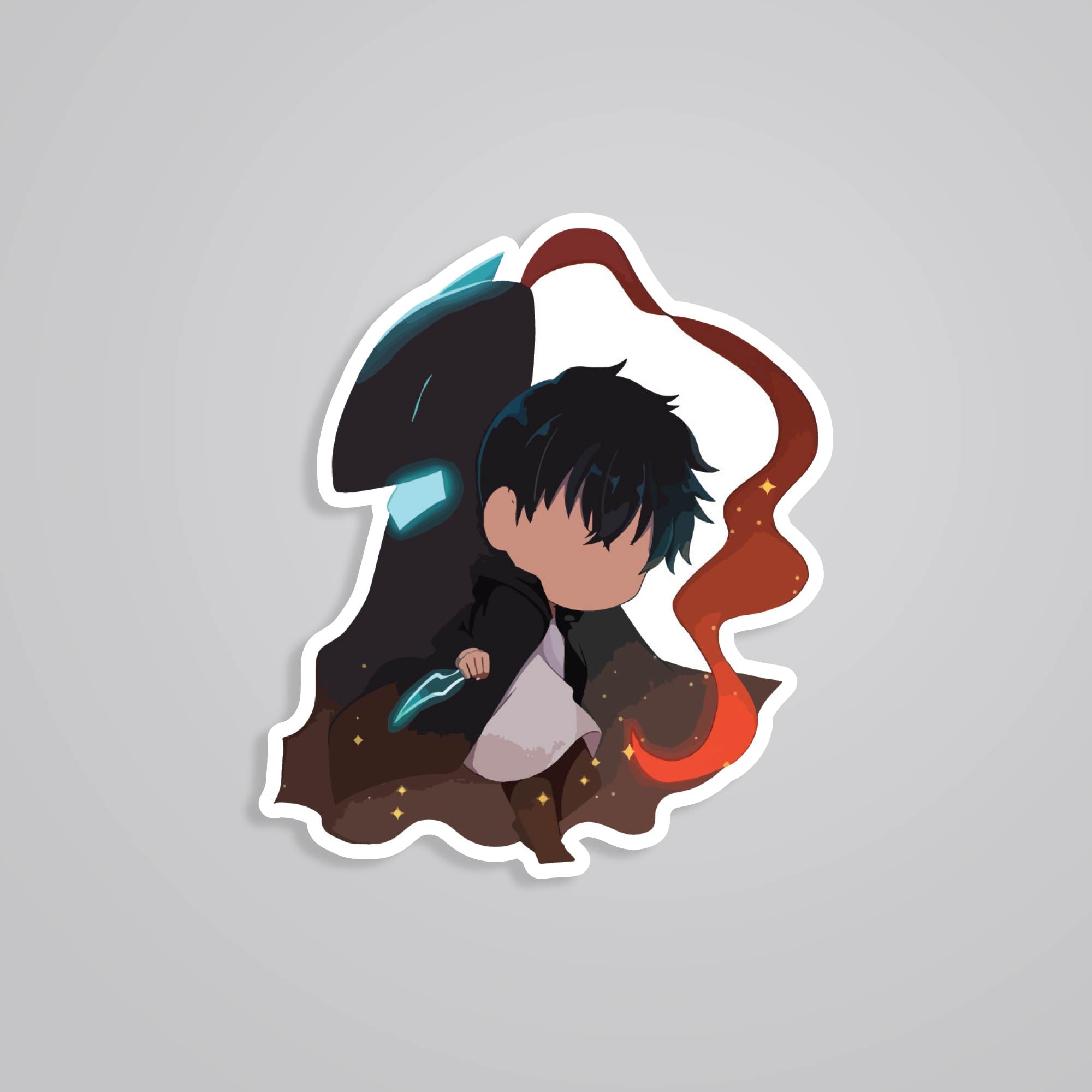 Fomo Store Stickers Anime Jin Woo and Igris Chibi