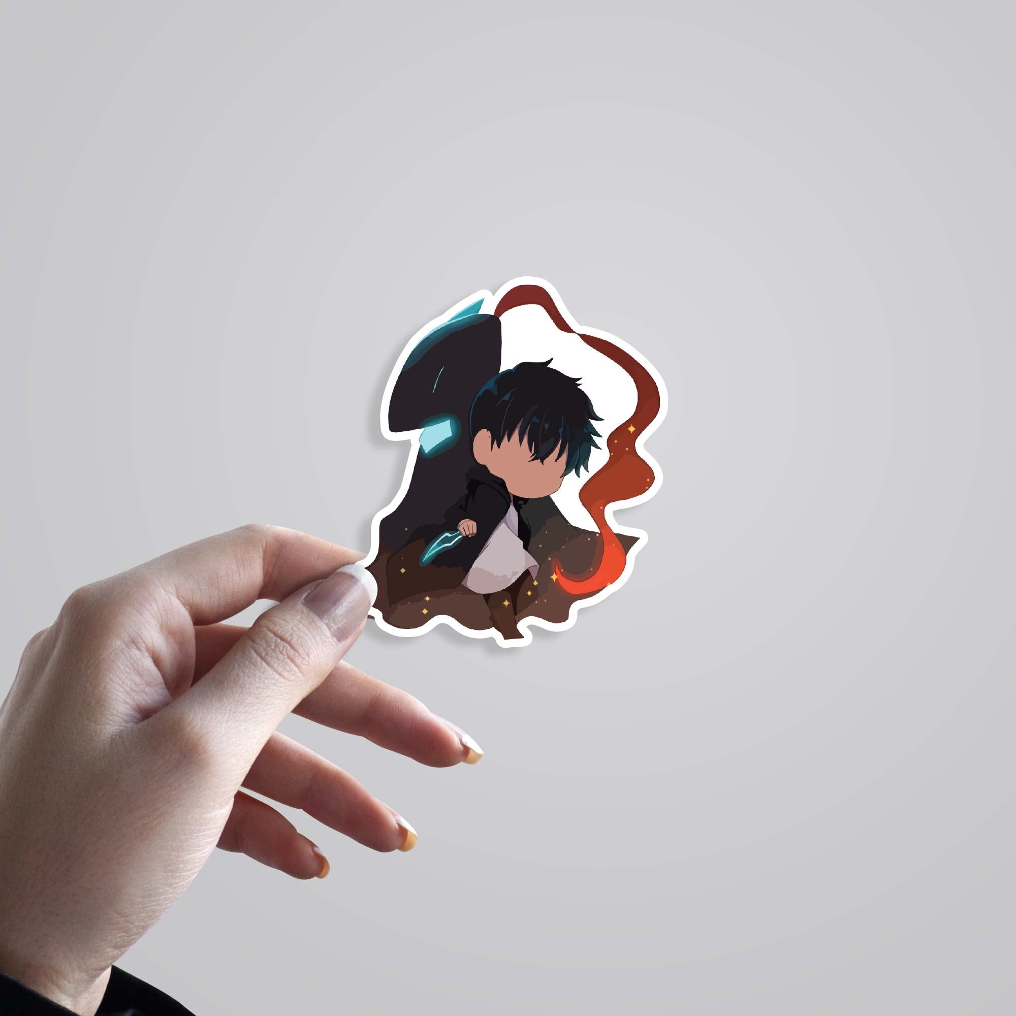 Jin Woo and Igris Chibi Anime Stickers