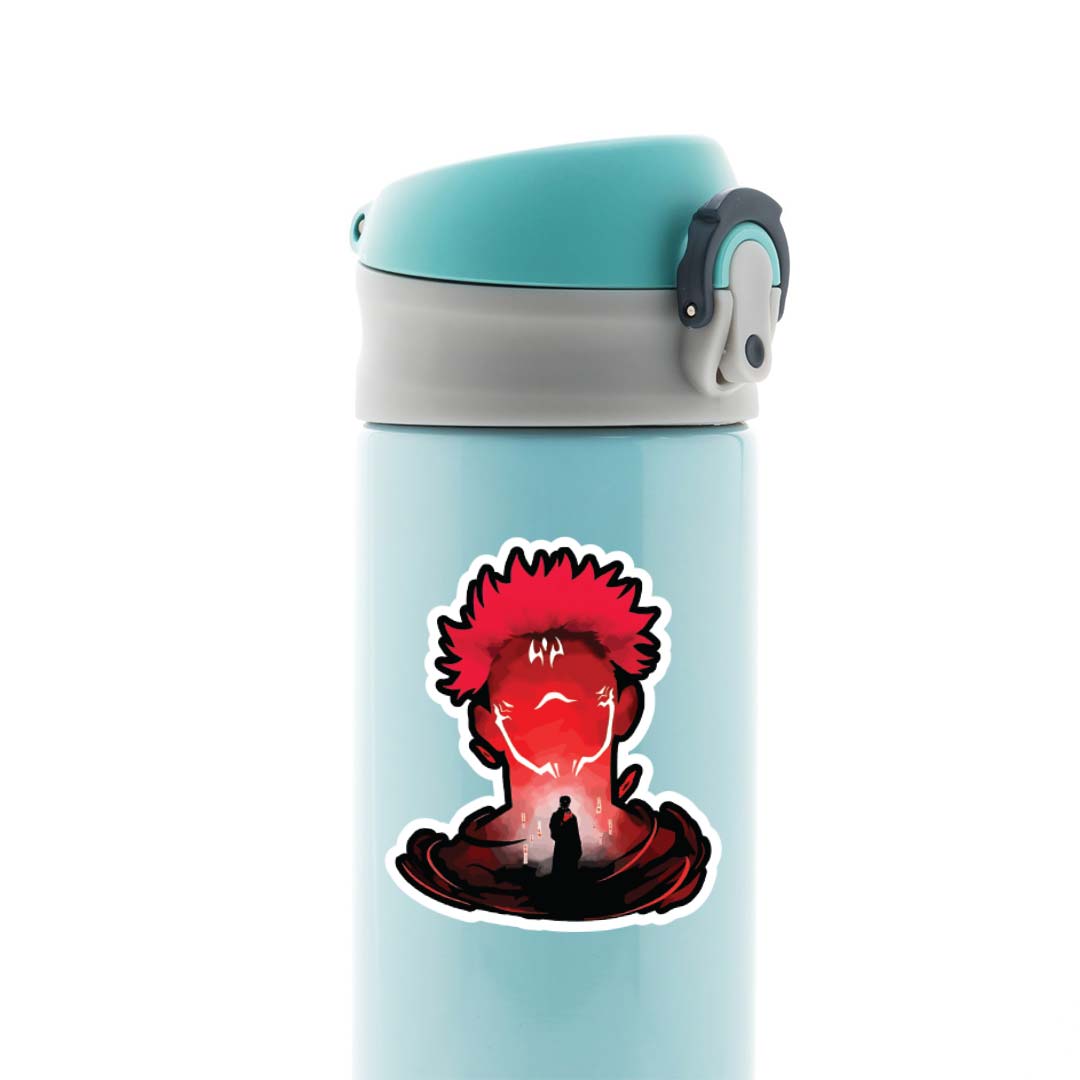 Ryomen Sukuna Silhouette in Red Anime Stickers