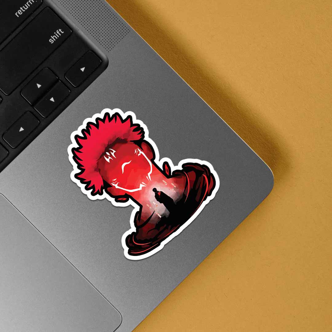 Ryomen Sukuna Silhouette in Red Anime Stickers