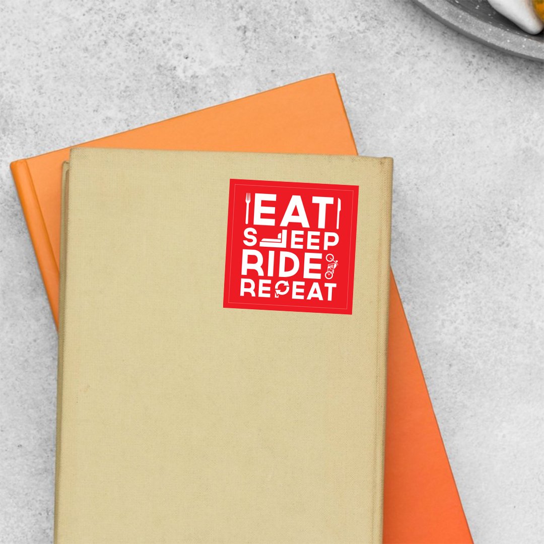 Eat Sleep Ride Repeat In Red Cars & Bikes Stickers