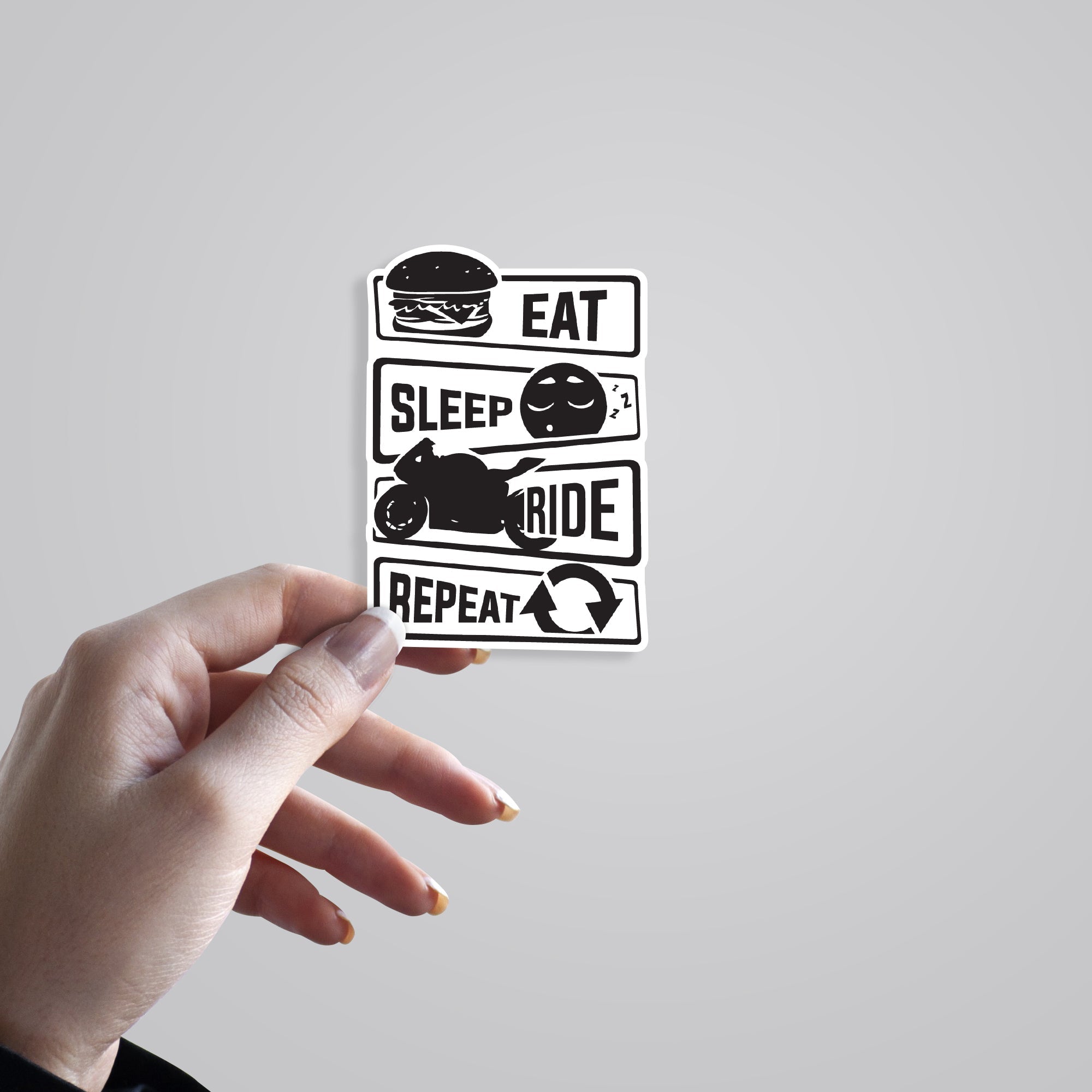 Eat Sleep Ride & Repeat Cars & Bikes Stickers