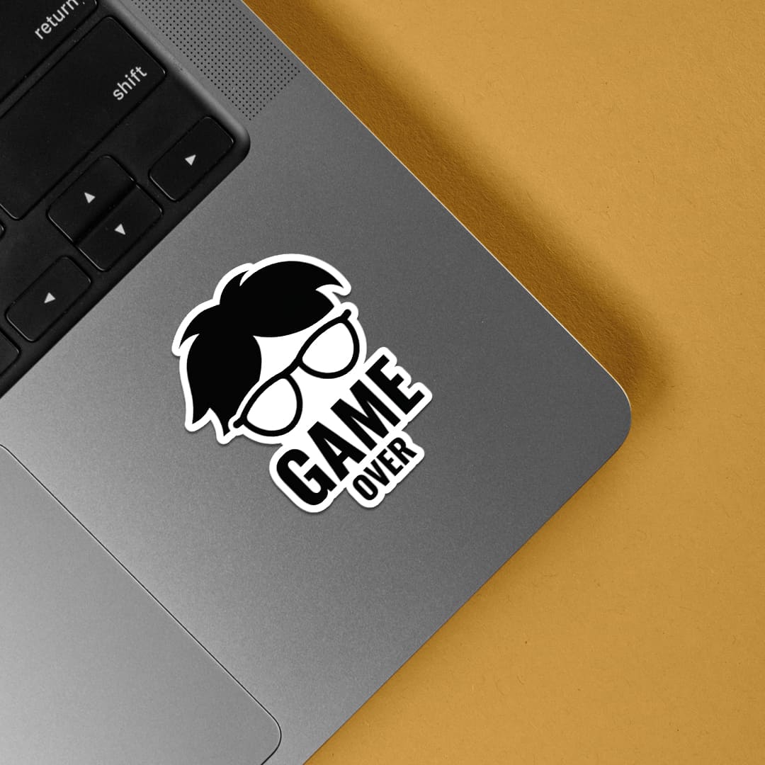 Game Over Glasses Man Gaming Stickers