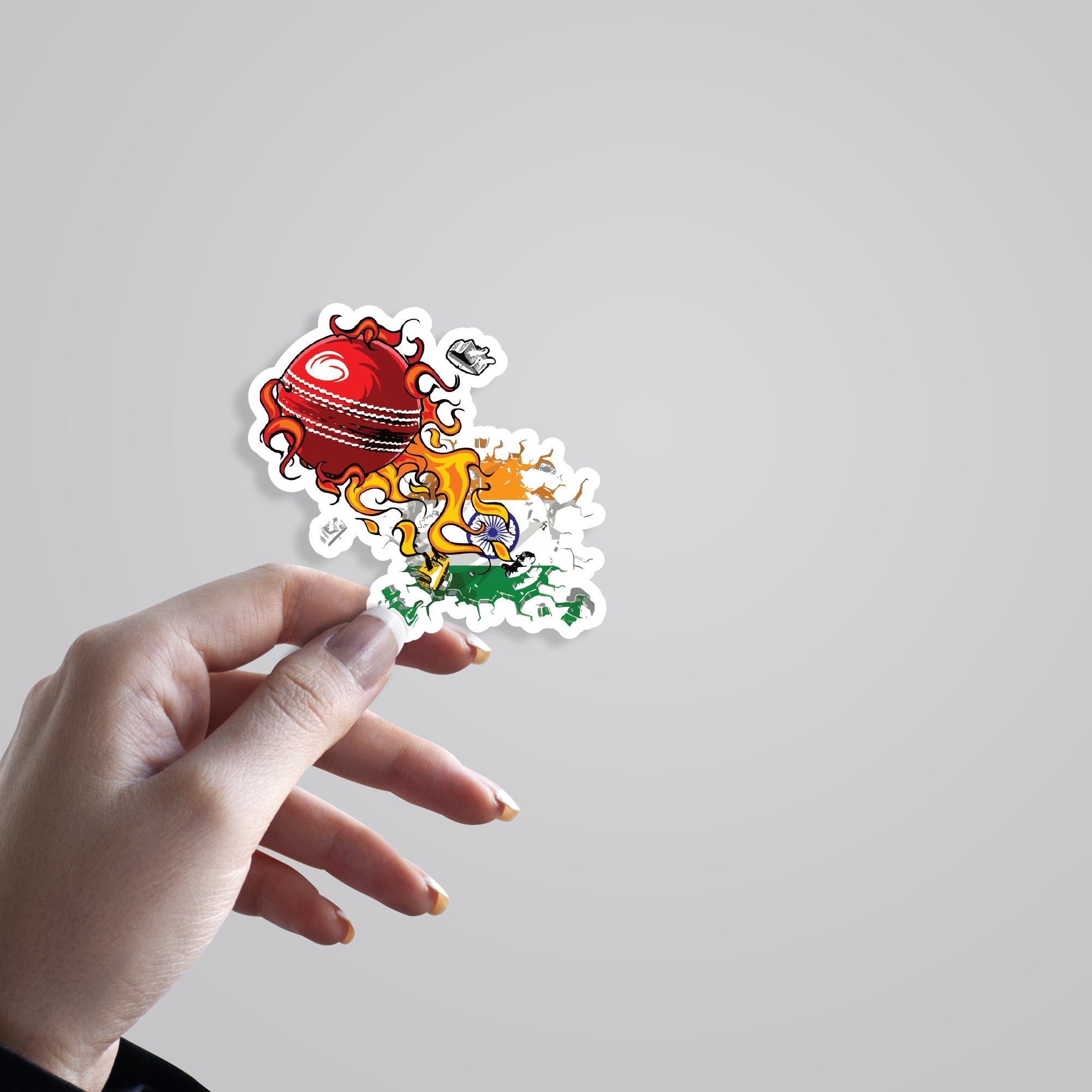 Indian Cricket Team on Fire Sports Stickers