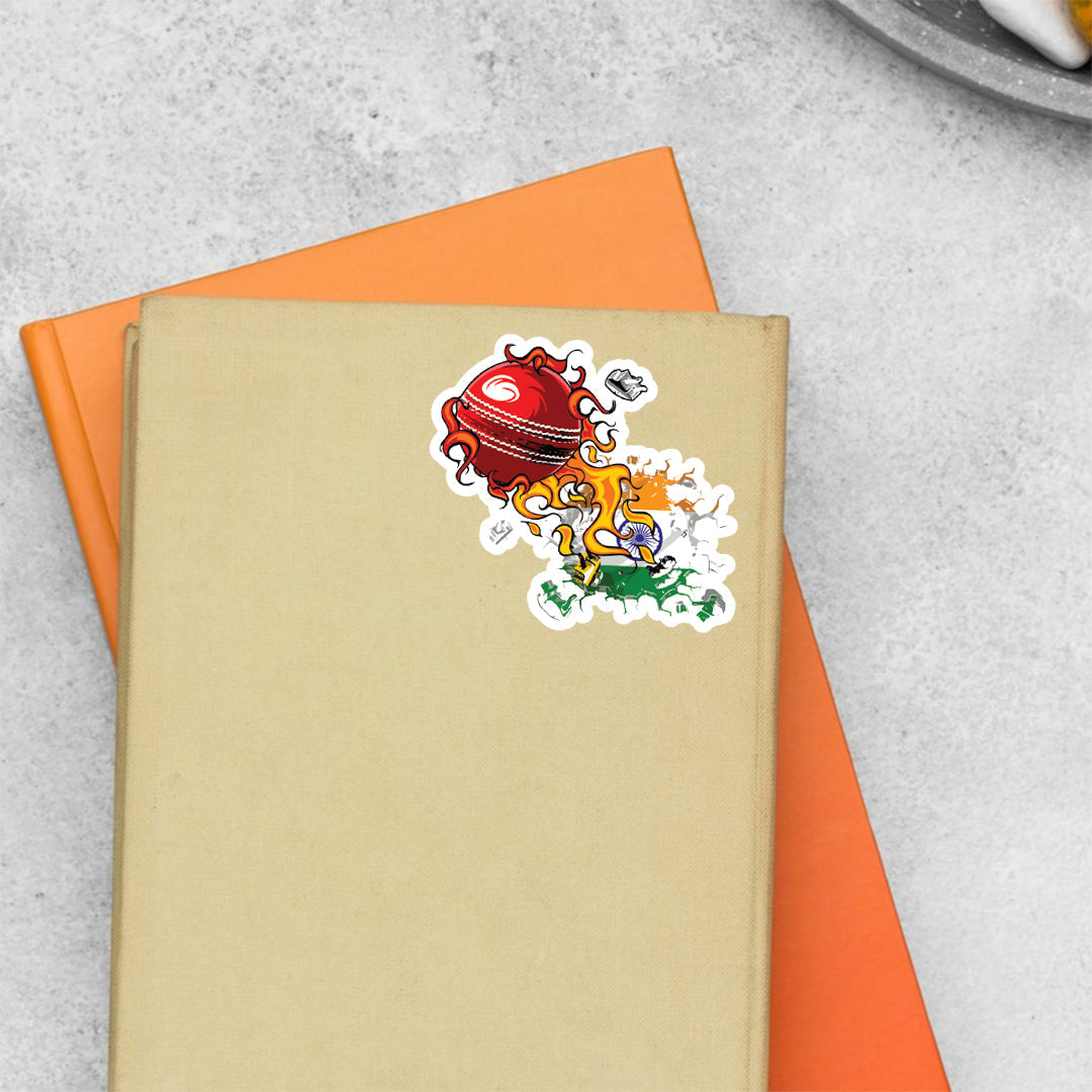 Indian Cricket Team on Fire Sports Stickers