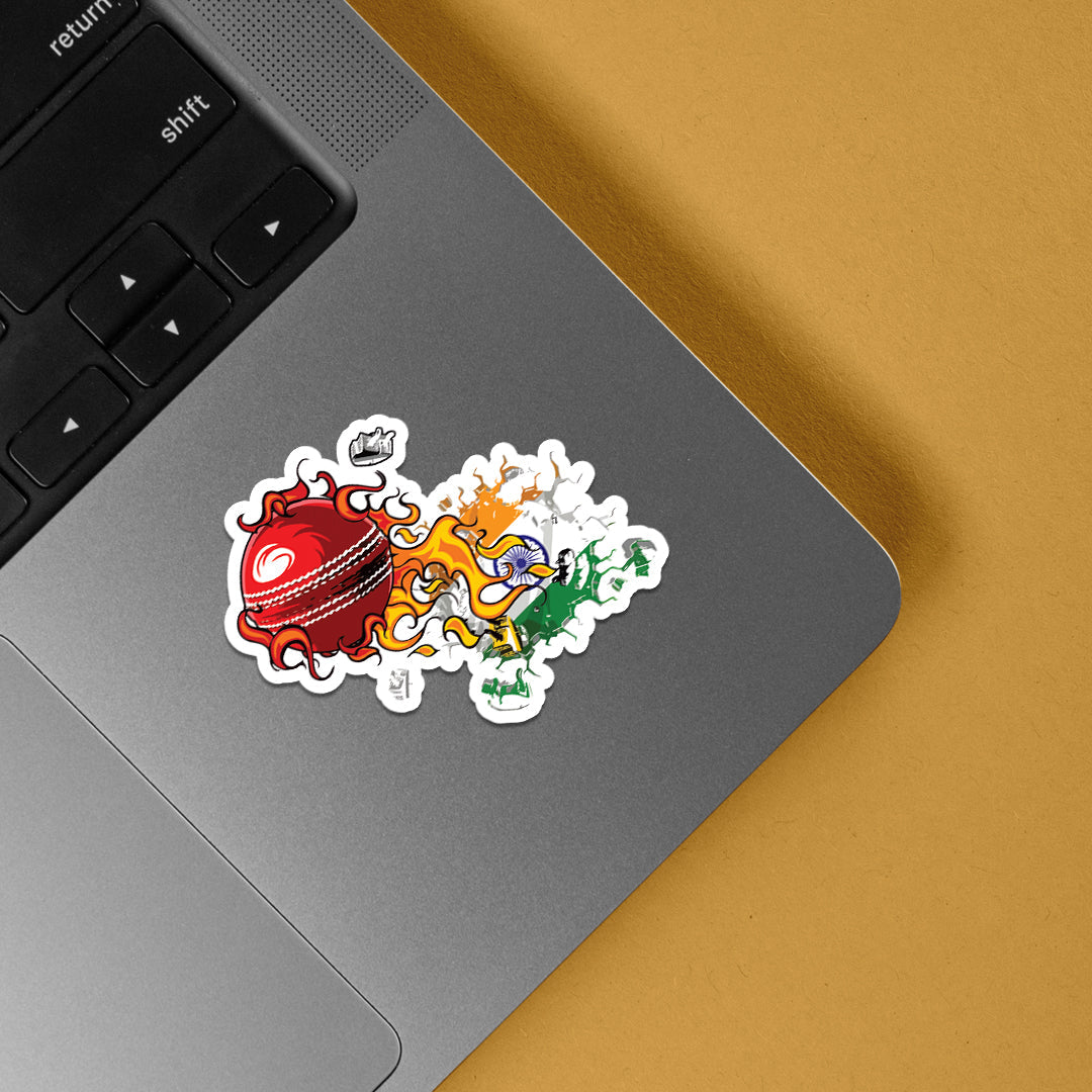 Indian Cricket Team on Fire Sports Stickers