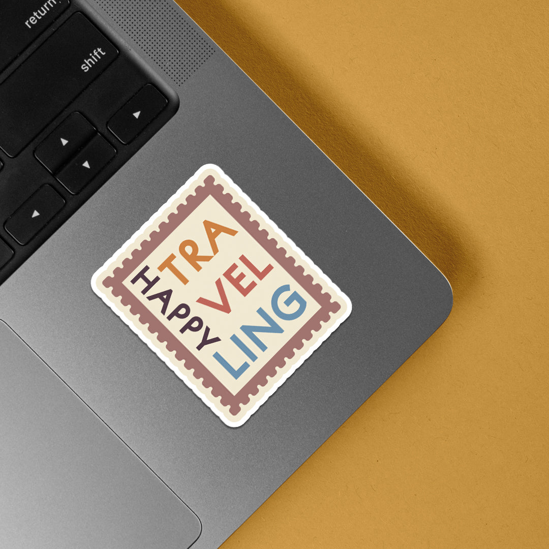 Happy Travelling Post Stamp Travels Stickers