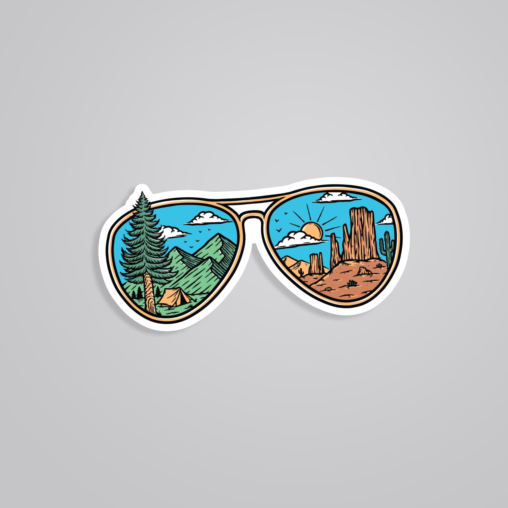 Fomo Store Stickers Travels Mountain & Desert In Glasses