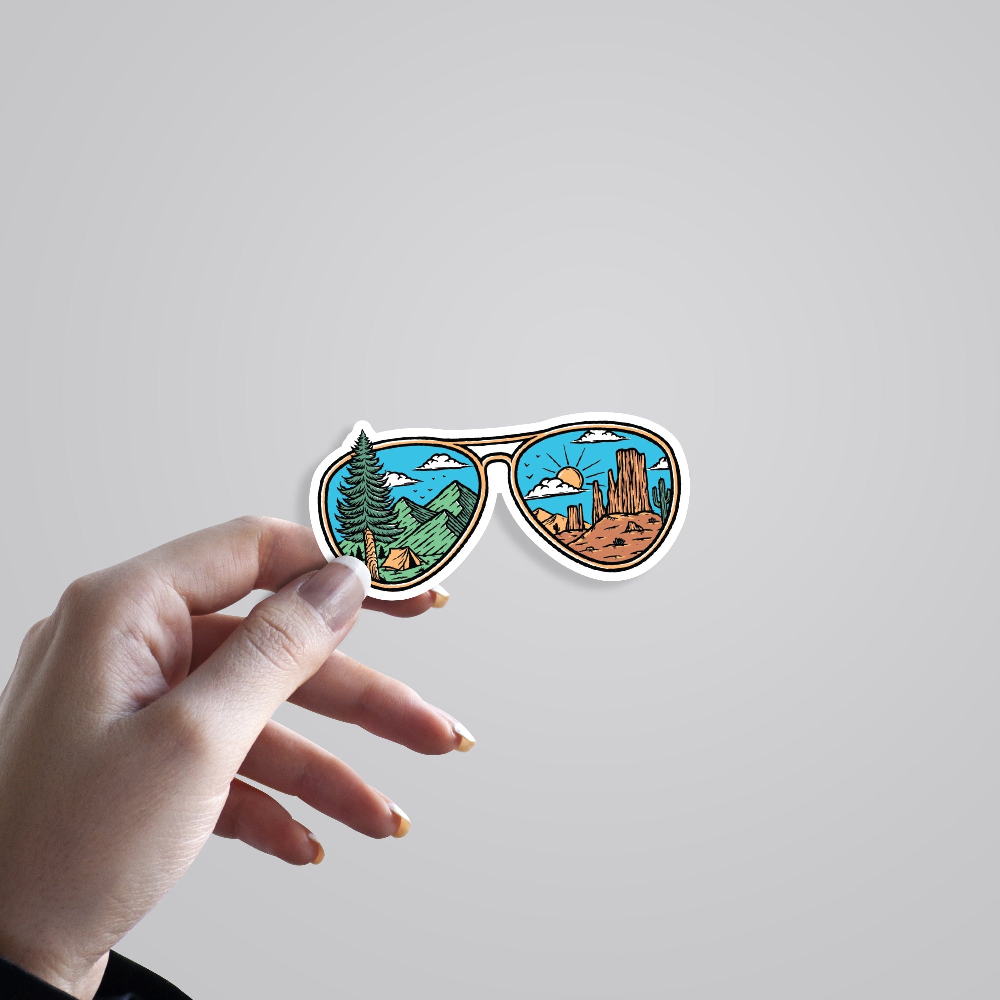 Mountain & Desert In Glasses Travels Stickers