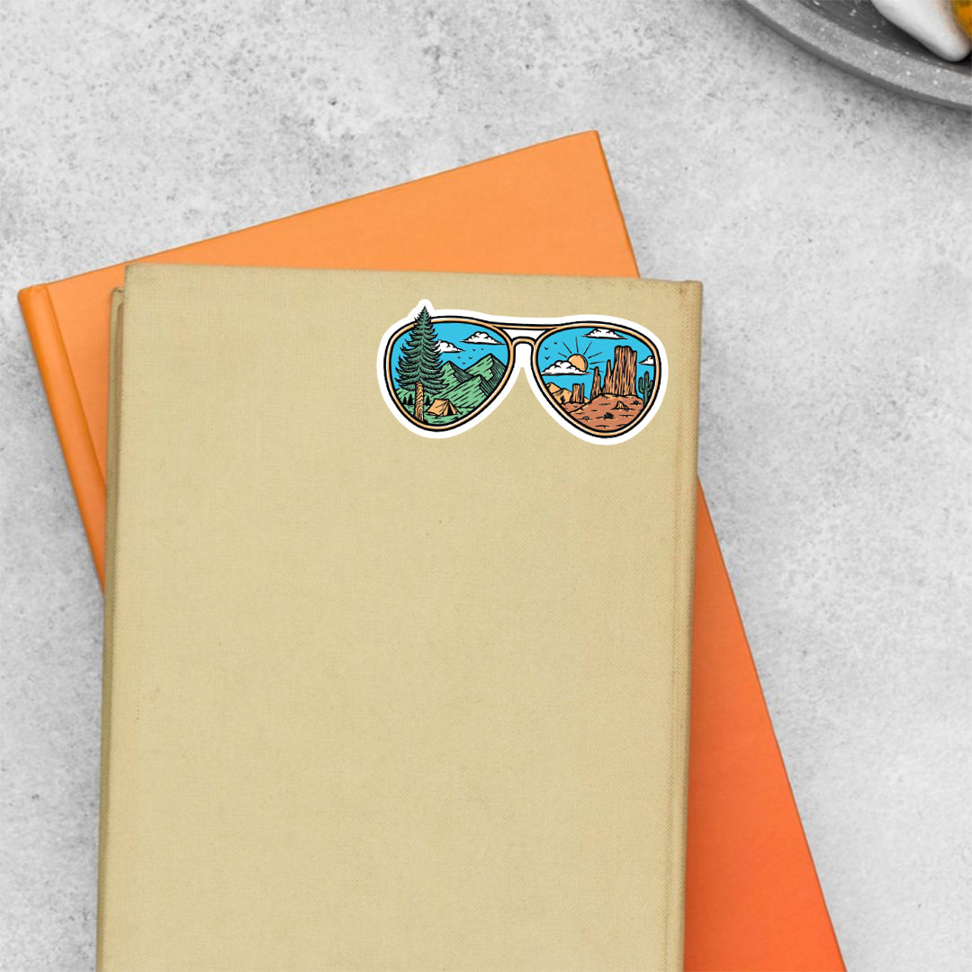 Mountain & Desert In Glasses Travels Stickers