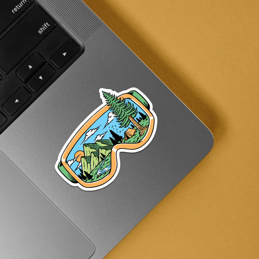Mountain View in Goggles Travels Stickers