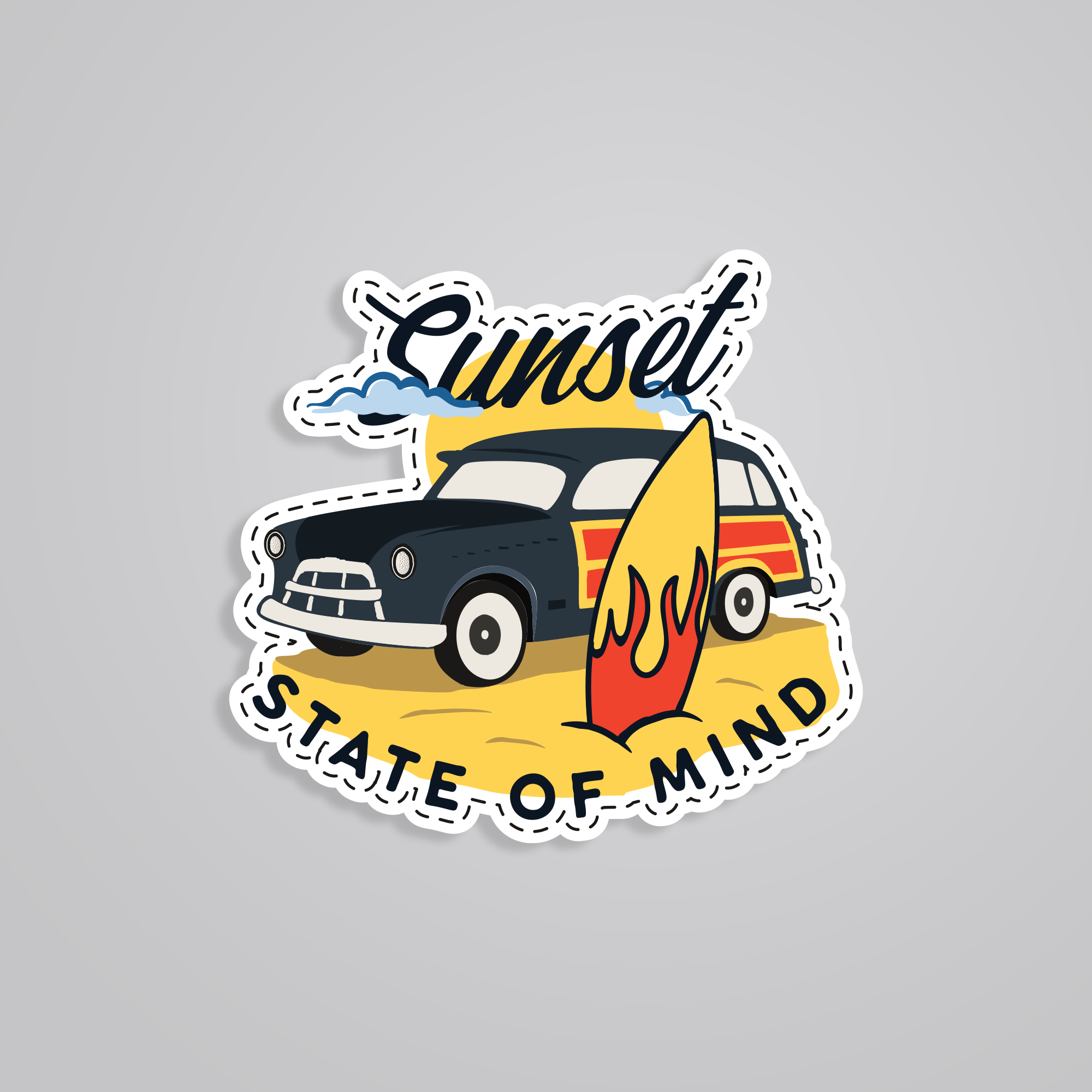 Fomo Store Stickers Travels Sunset State of Mind